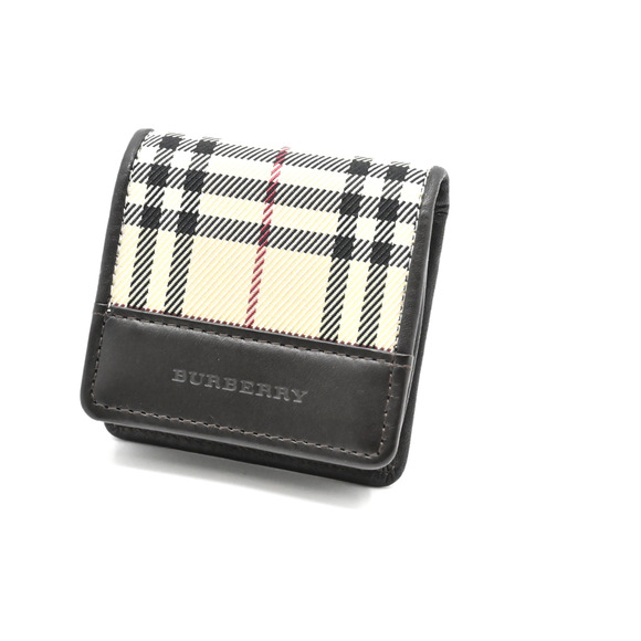 Burberry Nova Check Coin Case Wallet Logo Leather Canvas color beige unisex - Picture 1 of 7